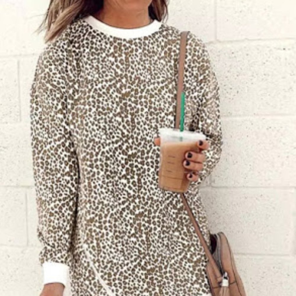 Leopard Side Zip Sweater Dress - Picture 6 of 9